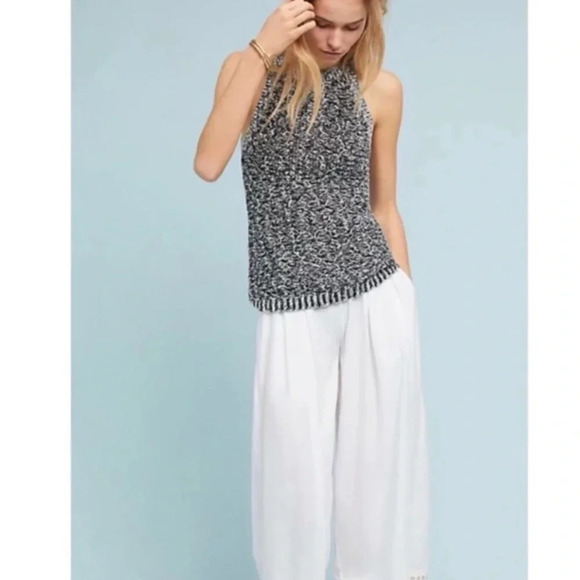 Moth Anthropologie Debussy Marled Sweater Top Black White size Medium - Picture 2 of 9